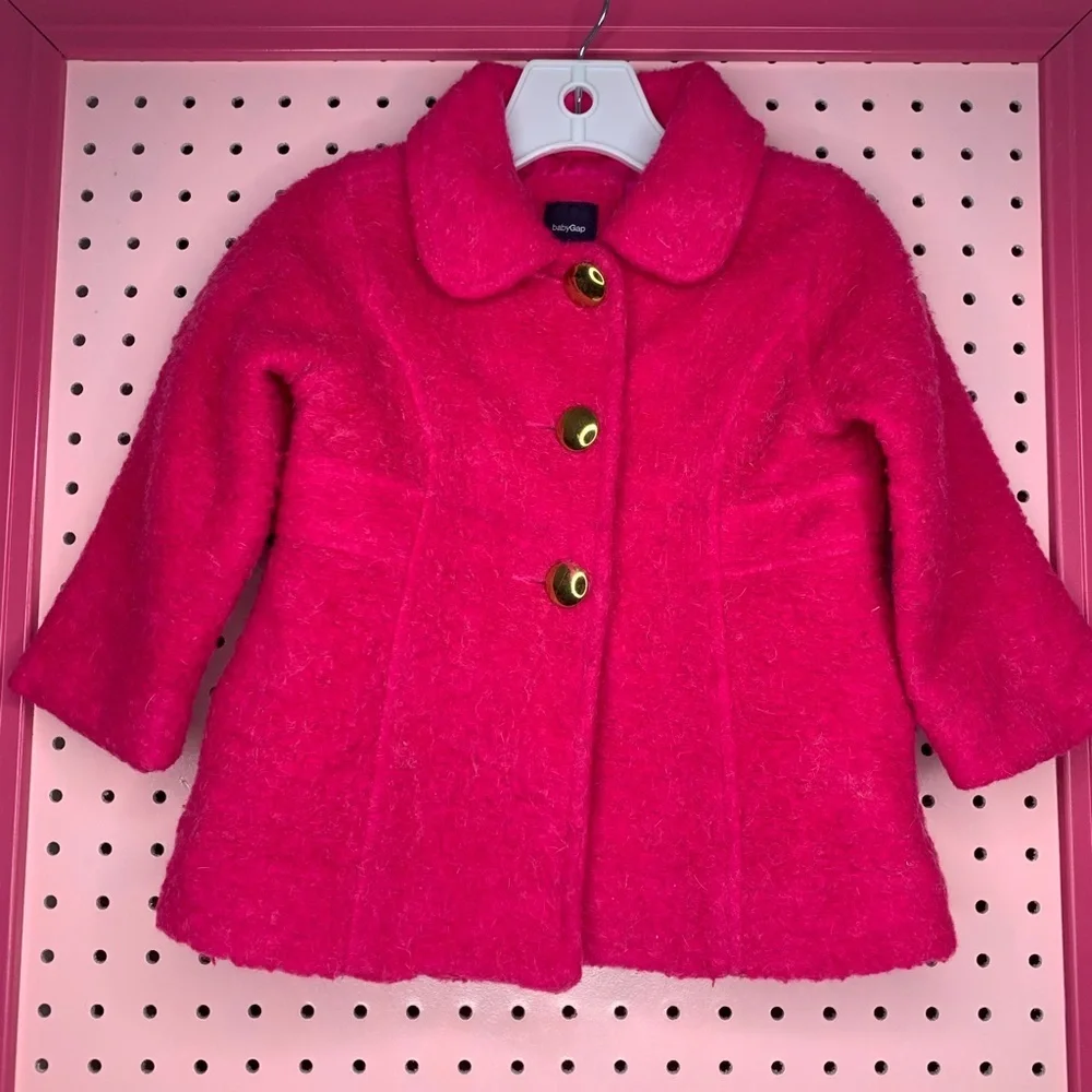 Gap Hot Pink Pea Coat. Size 12-18 Months. Great Condition. Gold Buttons